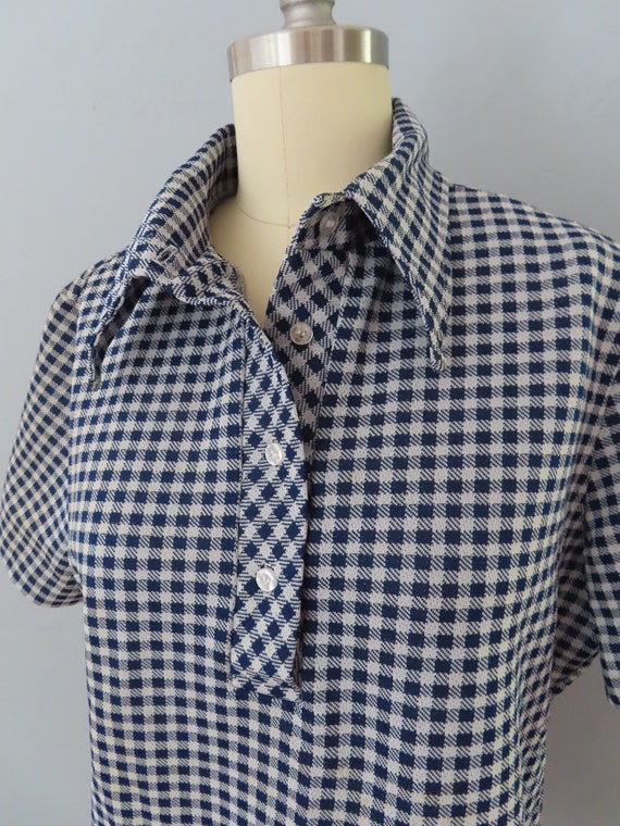 1970s gingham checked polo shirt | women medium |… - image 3