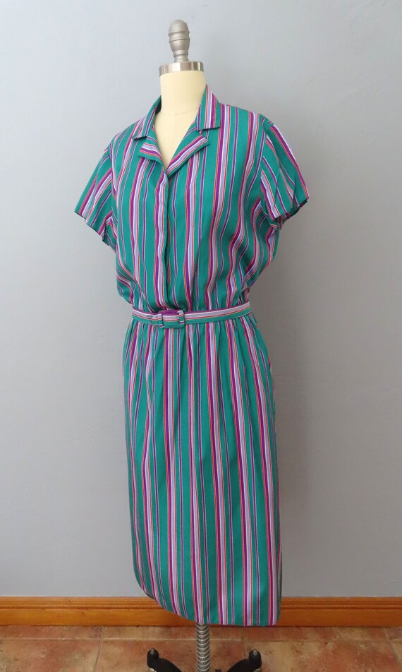 1970s striped shirtdress | size medium | secretar… - image 4