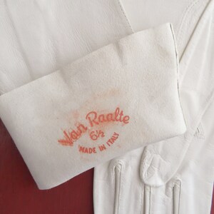 vintage 1940s white leather Van Raalte gloves New Old Stock bride gloves leather wedding gloves opera gloves image 4