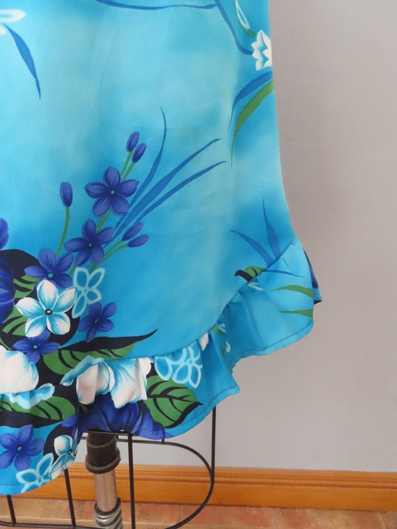 1980s blue Hawaiian floral sun dress | size mediu… - image 9