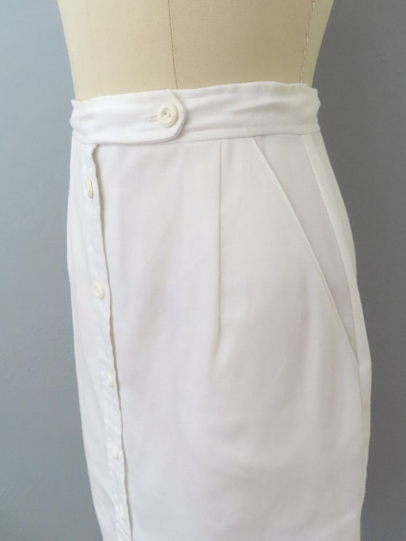 1970s white button up pencil midi skirt | size sm… - image 6