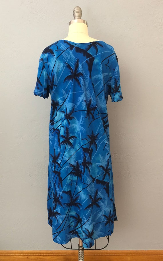 1980s blue hawaiian dress | size large | tropical… - image 6