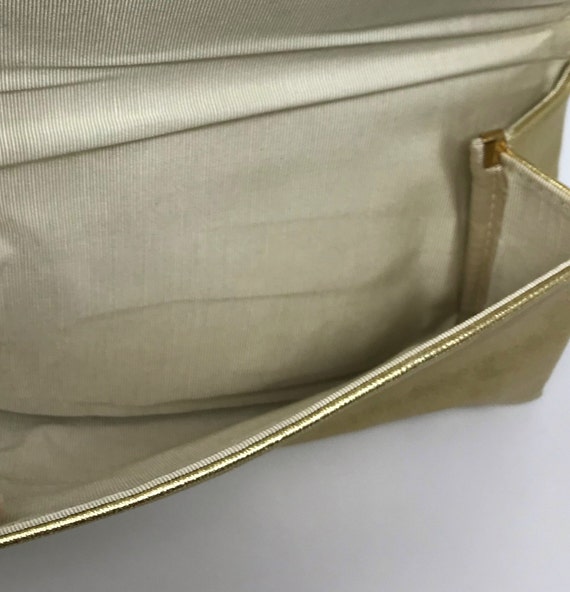 1970s gold leatherette envelope purse gold lame c… - image 7