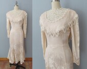 vintage 80s Jessica McClintock Gunne Sax victorian lace cocktail or wedding dress size medium peach floral dress cottagecore dress