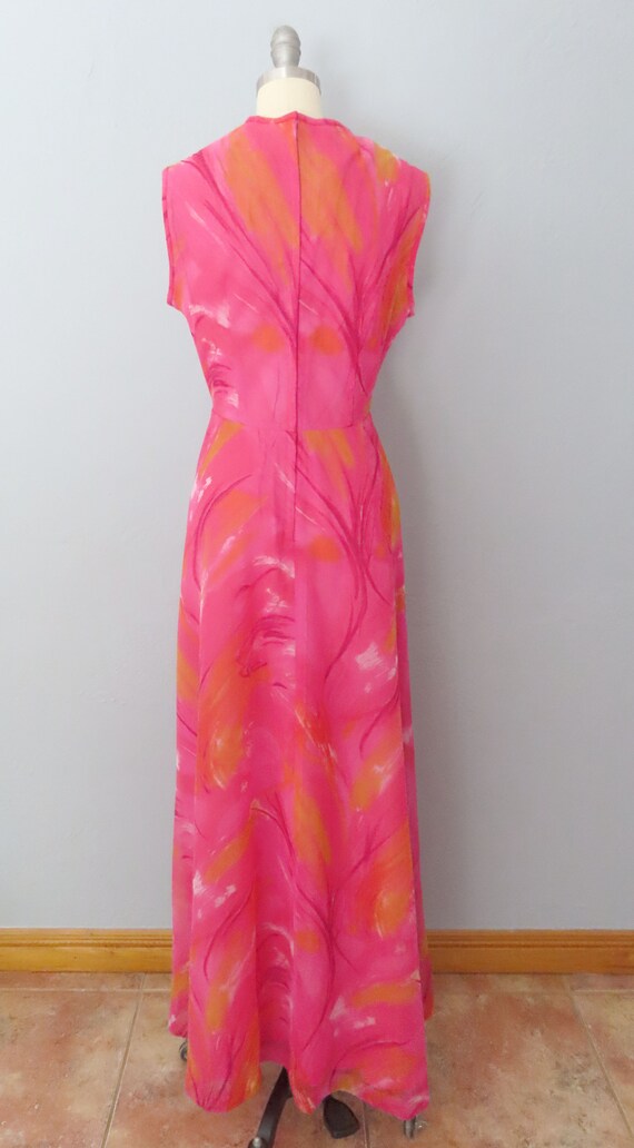 1960s Edith Flagg pink floral maxi dress | small … - image 10