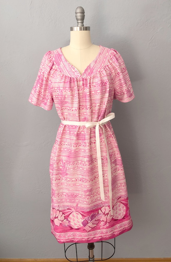 1980s pink house dress muumuu dress | size medium… - image 4
