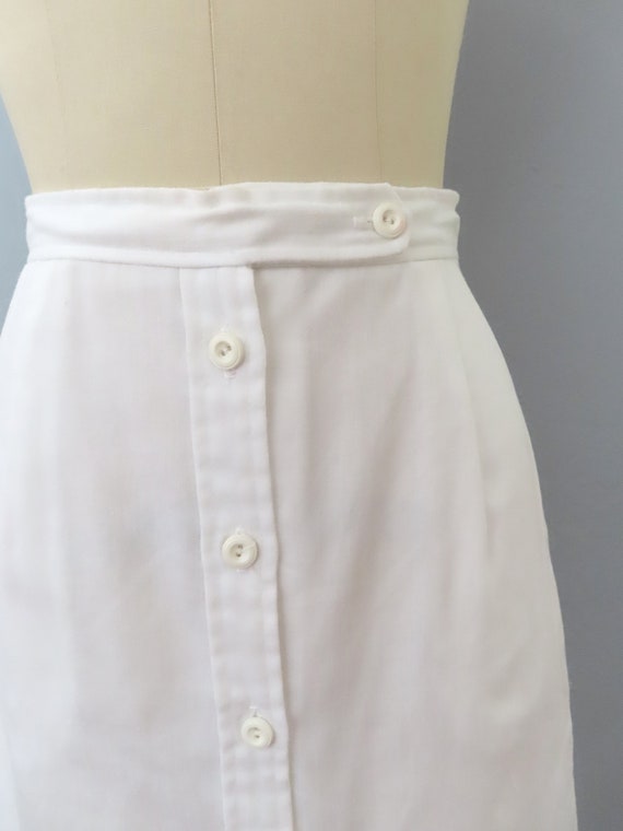 1970s white button up pencil midi skirt | size sm… - image 5