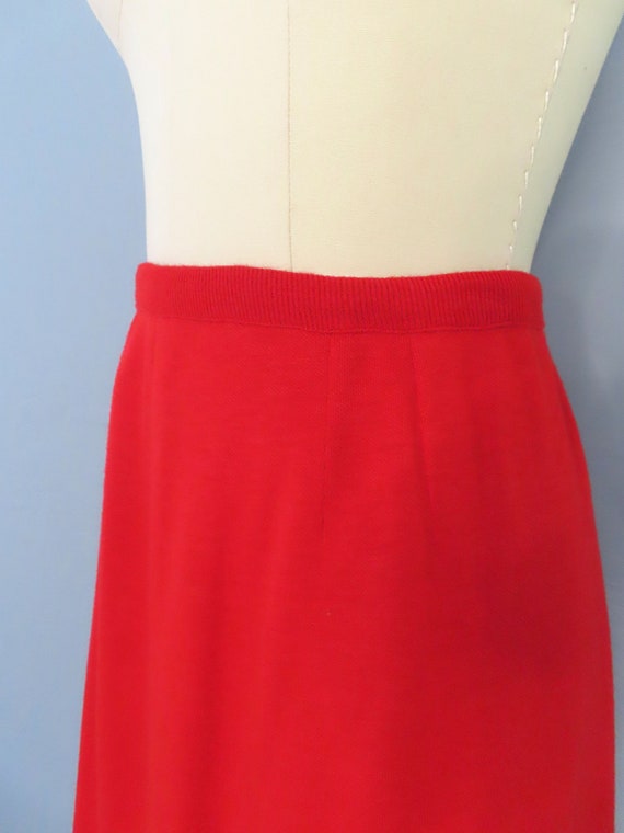 1960s red knit a-line mini skirt | size medium | … - image 5