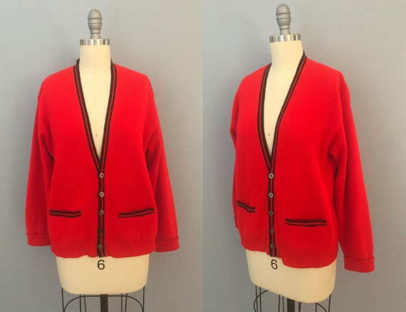 vintage 1960s mens knit cardigan sweater valentine