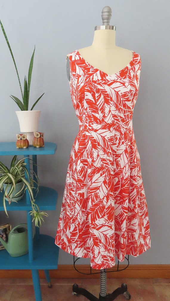 1990s red + white floral cotton sundress | large |