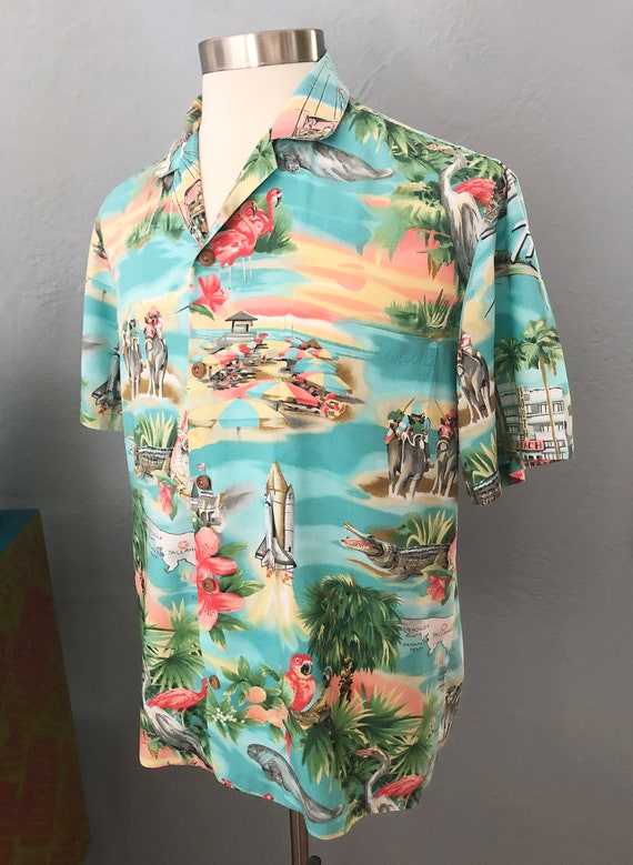 1980s Paradise Found Florida novelty print shirt … - image 6