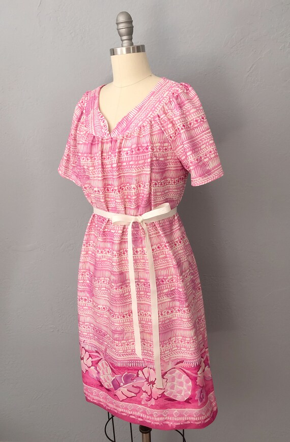 1980s pink house dress muumuu dress | size medium… - image 5