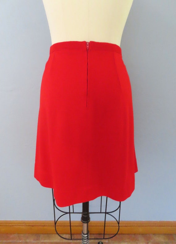 1960s red knit a-line mini skirt | size medium | … - image 8