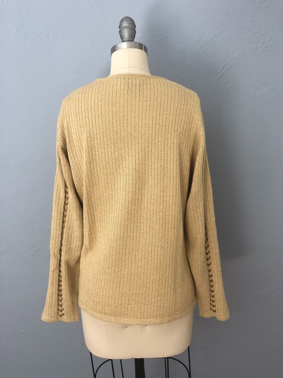 1980s gold metallic beaded knit sweater tunic | s… - image 7