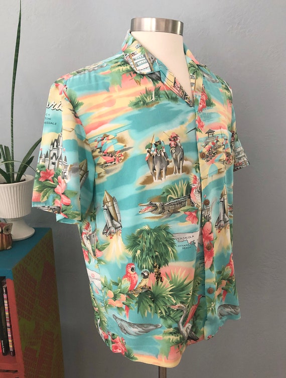 1980s Paradise Found Florida novelty print shirt … - image 3