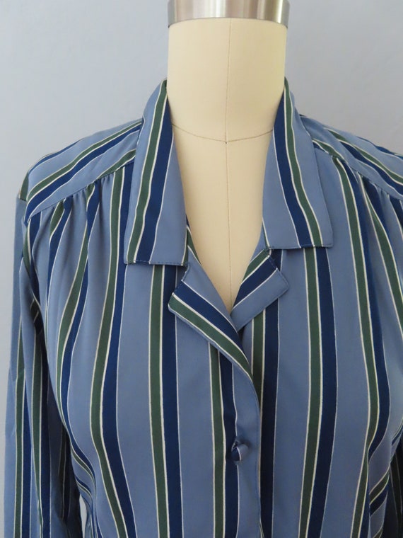 vintage 70s striped blouse shirt | womens large |… - image 5