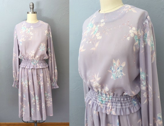 vintage 70's floral top and skirt set | XS small |