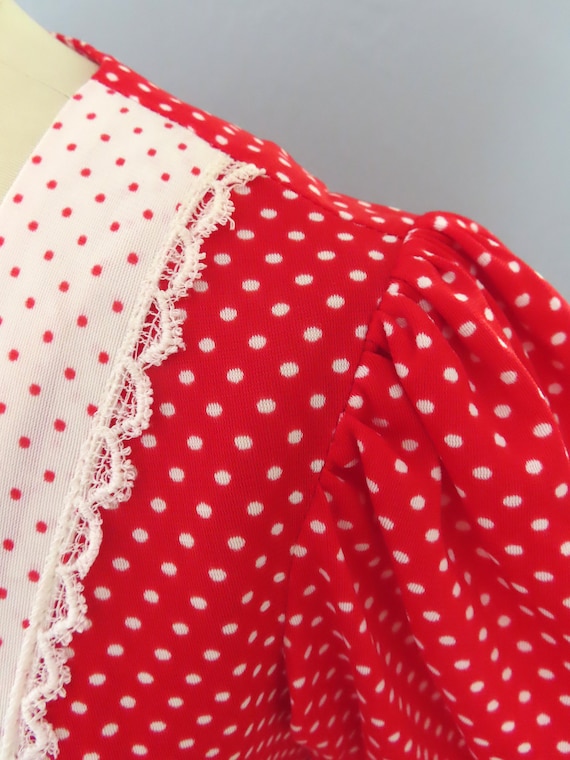 1970s Oops red polka dot maxi dress | medium | bo… - image 8