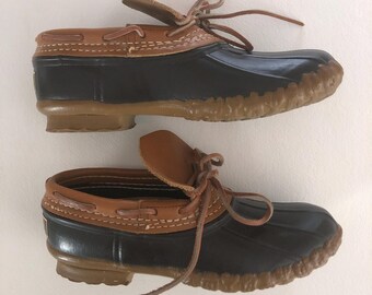 1970s LL Bean Rubber Moc Boot Leather Duck Shoes | Womens Size 7 