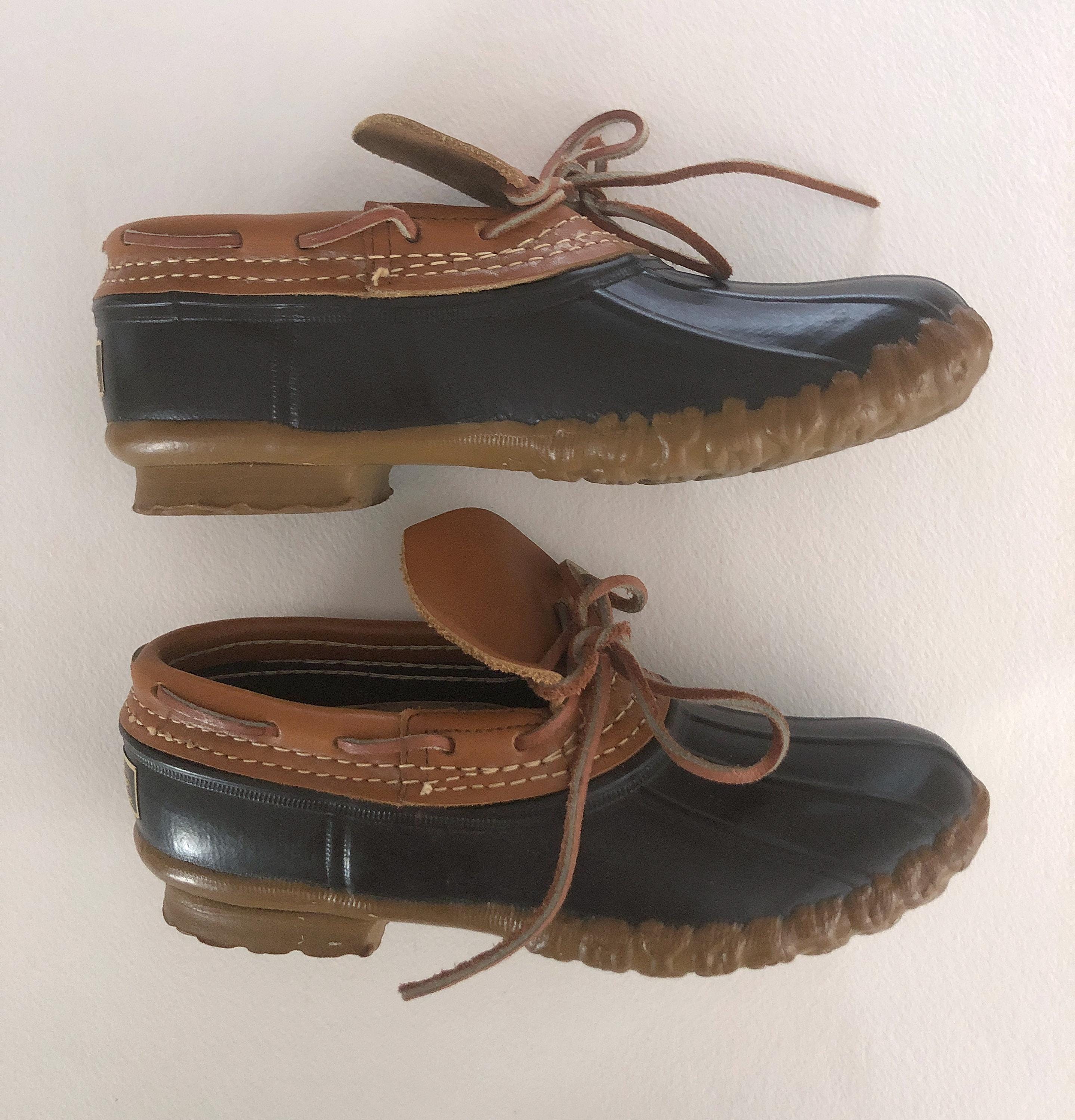 1970s LL Bean Rubber Moc Boot Leather Duck Shoes | Womens 1970s LL Bean Rubber Moc Boot Leather Duck Shoes | Womens