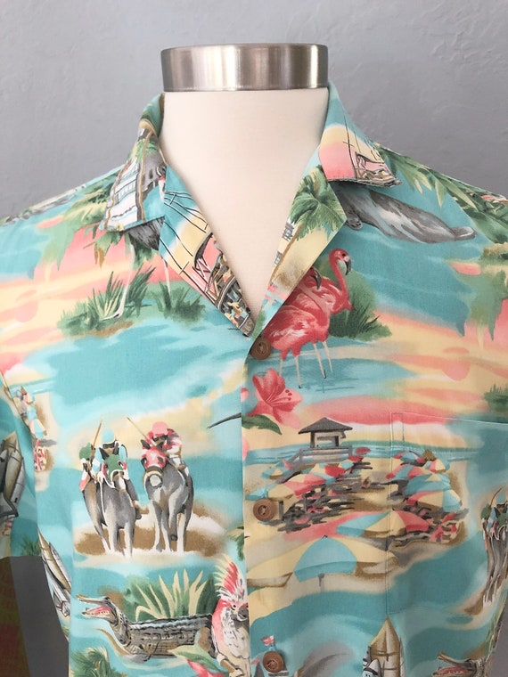 1980s Paradise Found Florida novelty print shirt … - image 2