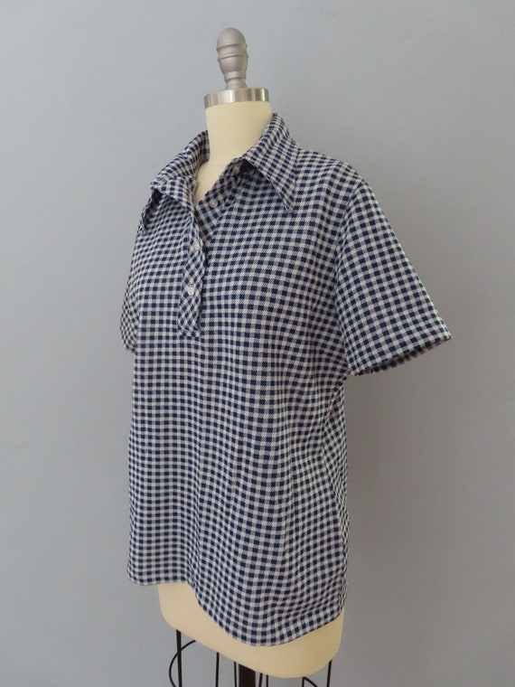 1970s gingham checked polo shirt | women medium |… - image 8