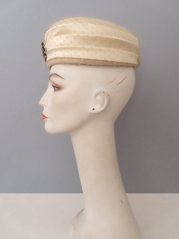 1950s wool pillbox hat | 1950s 1940s Henry Pollak… - image 4