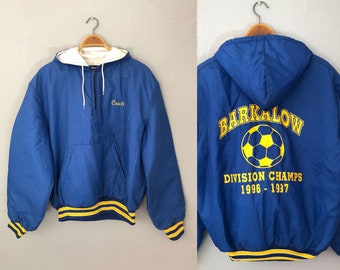 vintage 90s mens soccer coach athletic jacket pullover jacket | mens large | blue sports jacket | windbreaker vintage