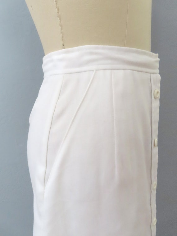 1970s white button up pencil midi skirt | size sm… - image 7