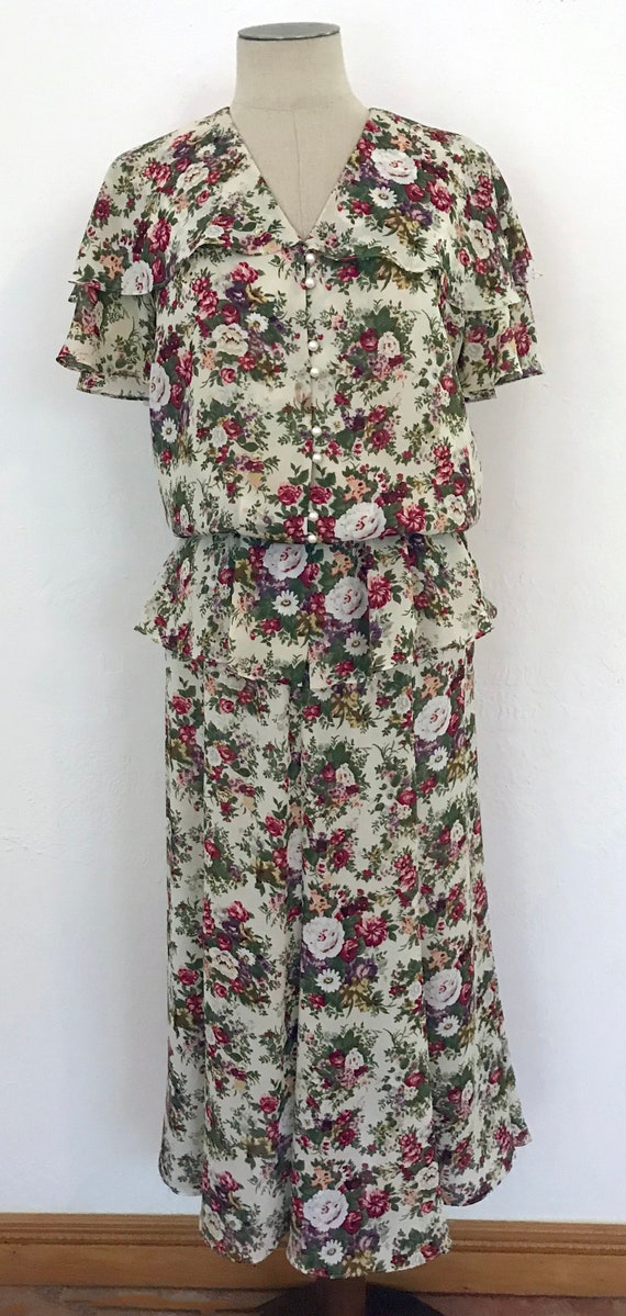 1970s Victorian floral top & skirt set | medium |… - image 2