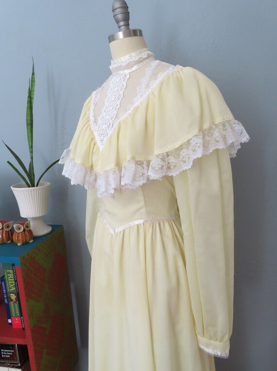 1970s yellow Jessica McClintock Gunne Sax style r… - image 8