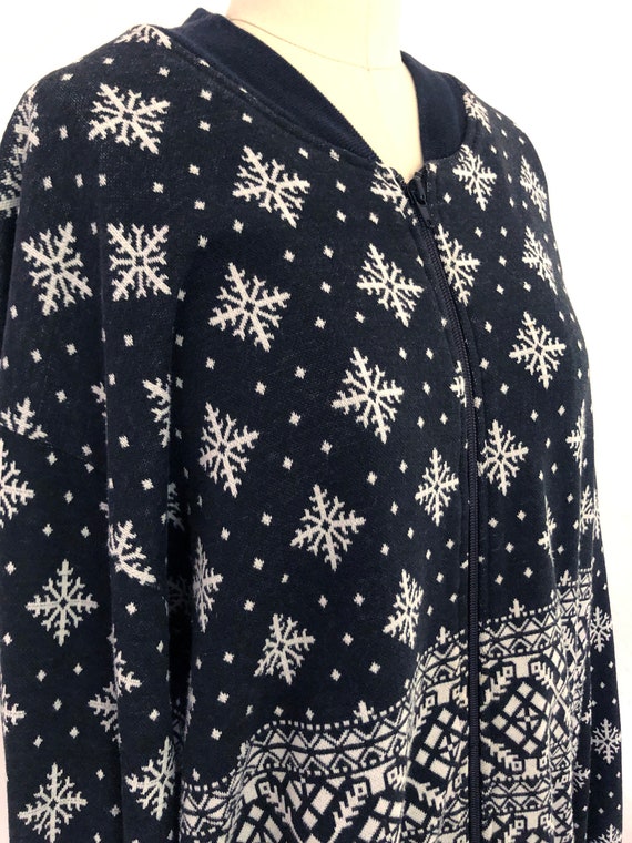 90s Snowflake Zip Up Sweatshirt: Oversized Holida… - image 2