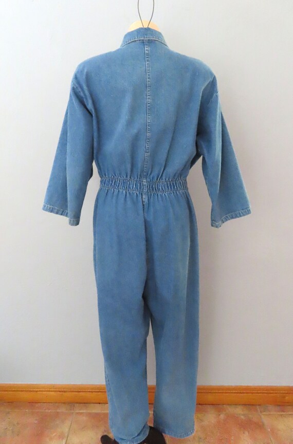 1980s rhinestone studded denim overall jumpsuit |… - image 9