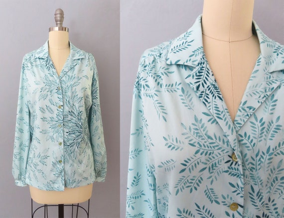 vintage 70s floral buttonup shirt | womens large … - image 1