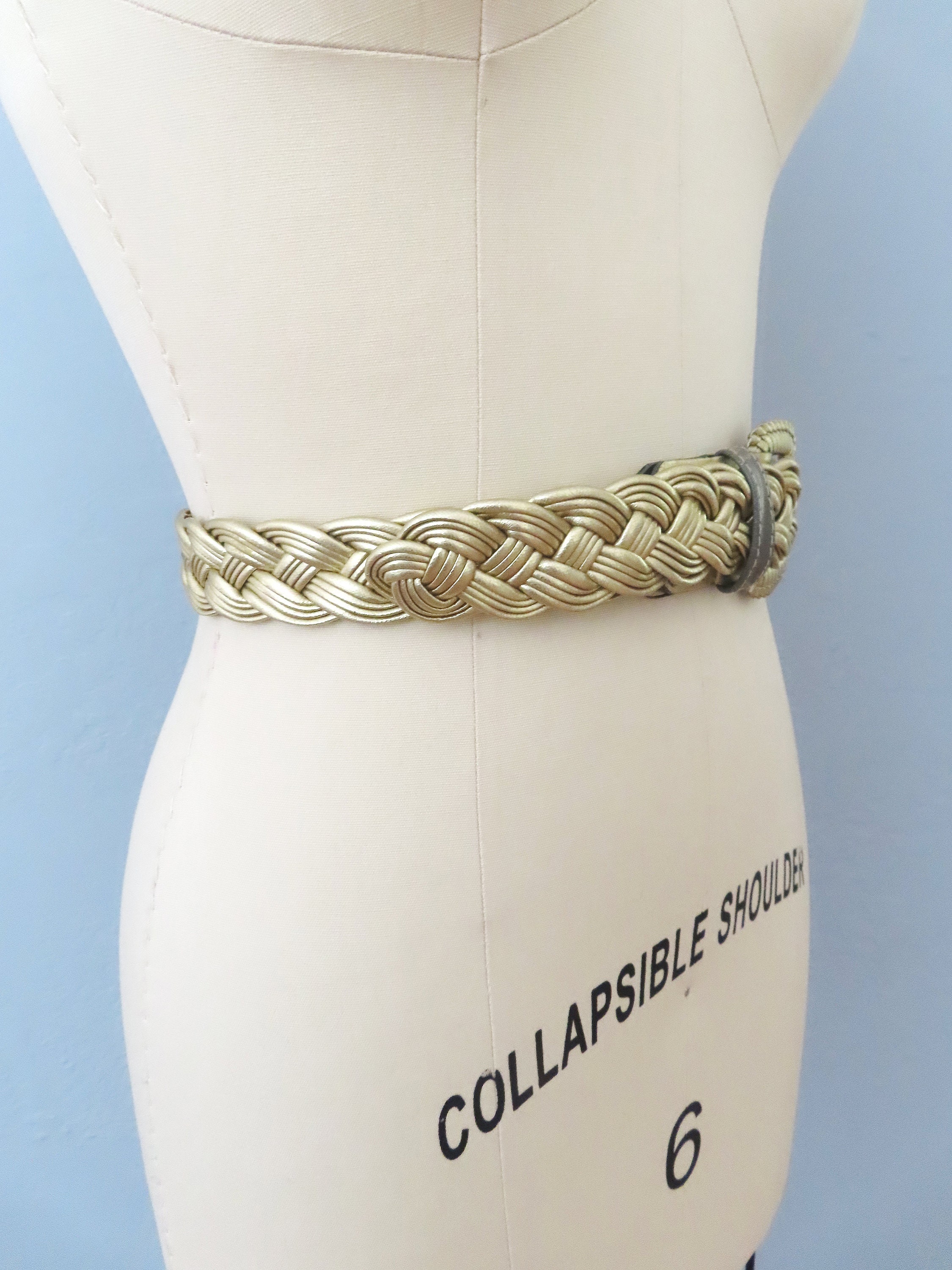Vintage Gold Braided Belt 39in Women’s Metallic Woven Statement 80s 90s 1980s Gold Braided Belt, Vintage Woven Metallic Belt - Etsy main image 3