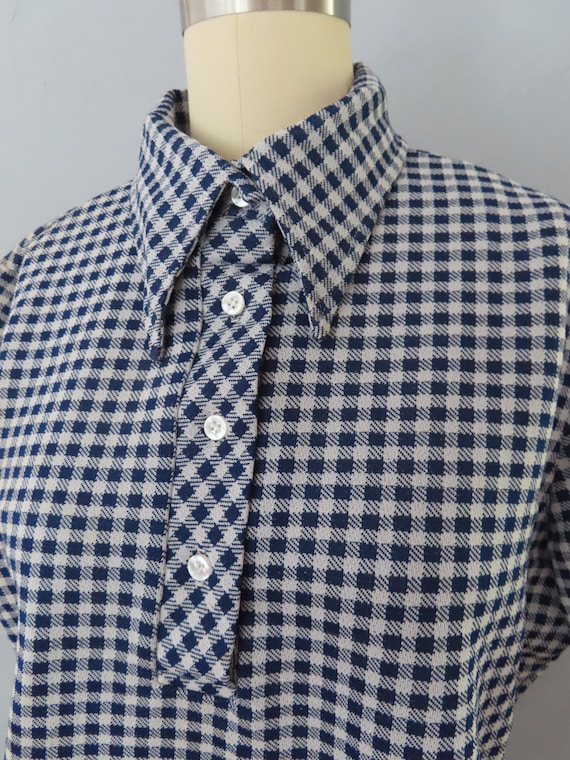 1970s gingham checked polo shirt | women medium |… - image 5