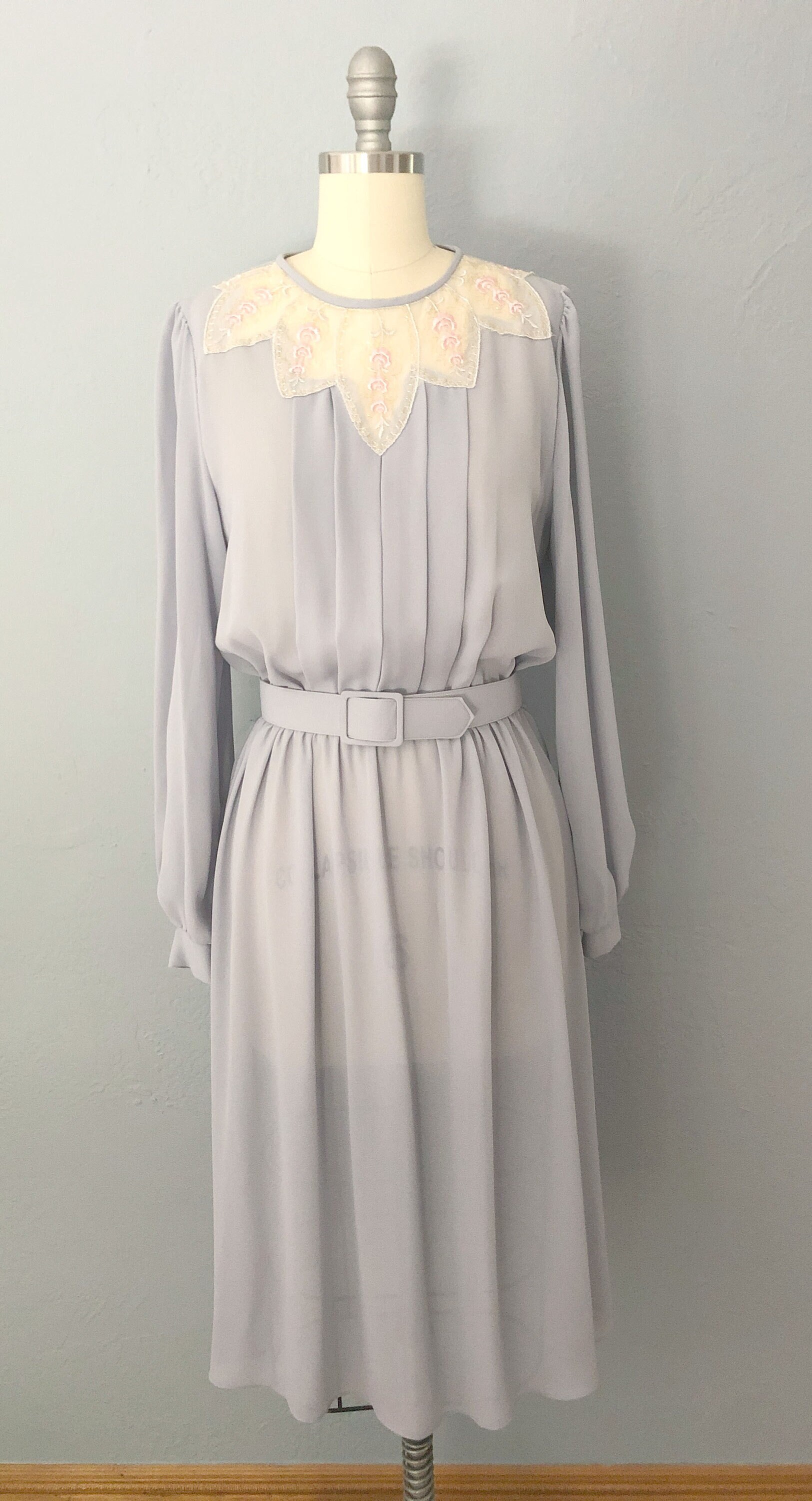 Gray Lace Long Sleeve Dress - Etsy