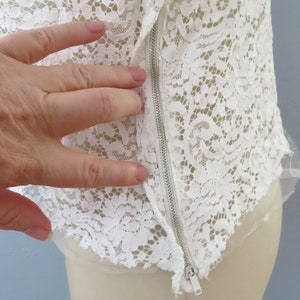 1960s White Lace Sequin Top: Vintage Bridal Blouse (M/L) image 4