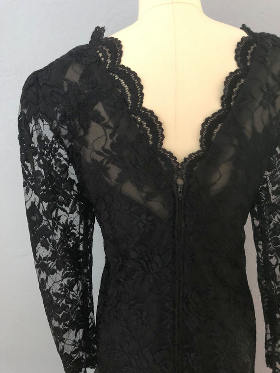 1980s black lace cocktail ballon dress formal dre… - image 9