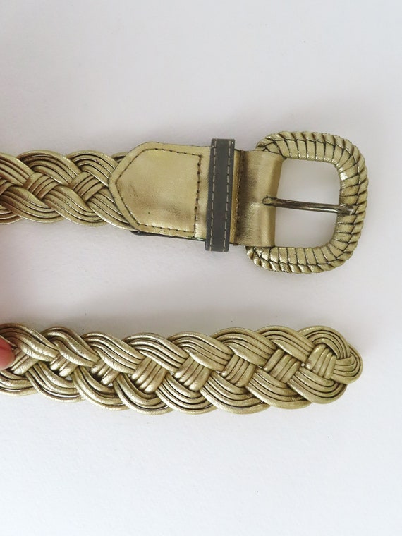 Vintage 80s Gold Braided Belt: Metallic Woven XXL - Etsy display picture 1