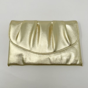 1970s Gold Leatherette Envelope Clutch: Vintage Wedding Purse