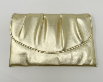 1970s gold leatherette envelope purse gold lame clutch | wedding purse | disco purse 80s disco 70s disco