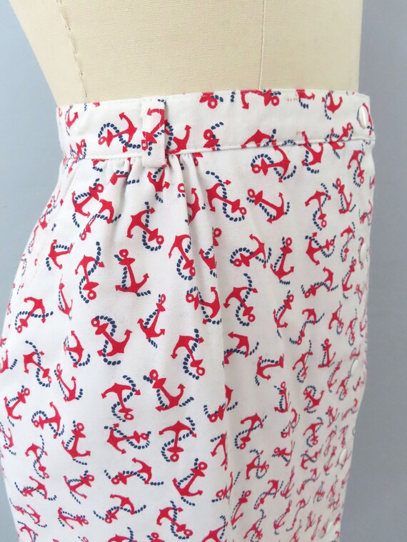 1970s nautical print midi pencil skirt | size med… - image 5
