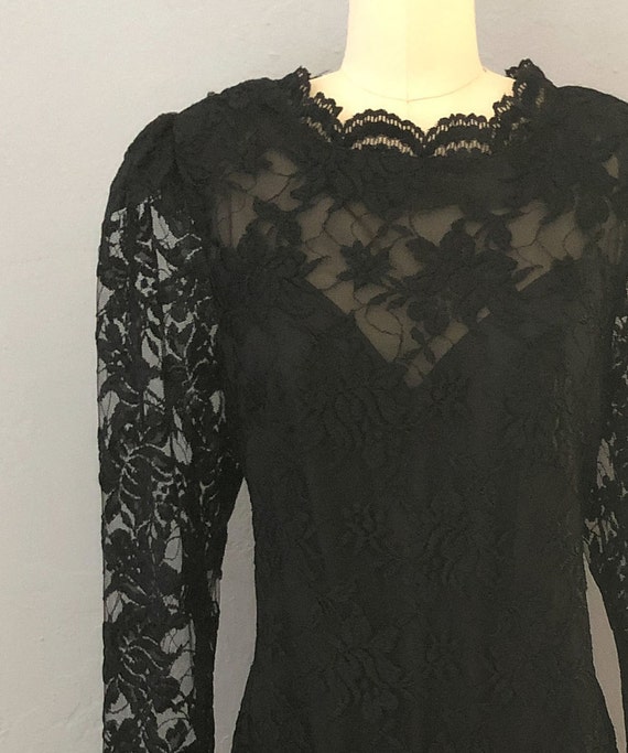 1980s black lace cocktail ballon dress formal dre… - image 4