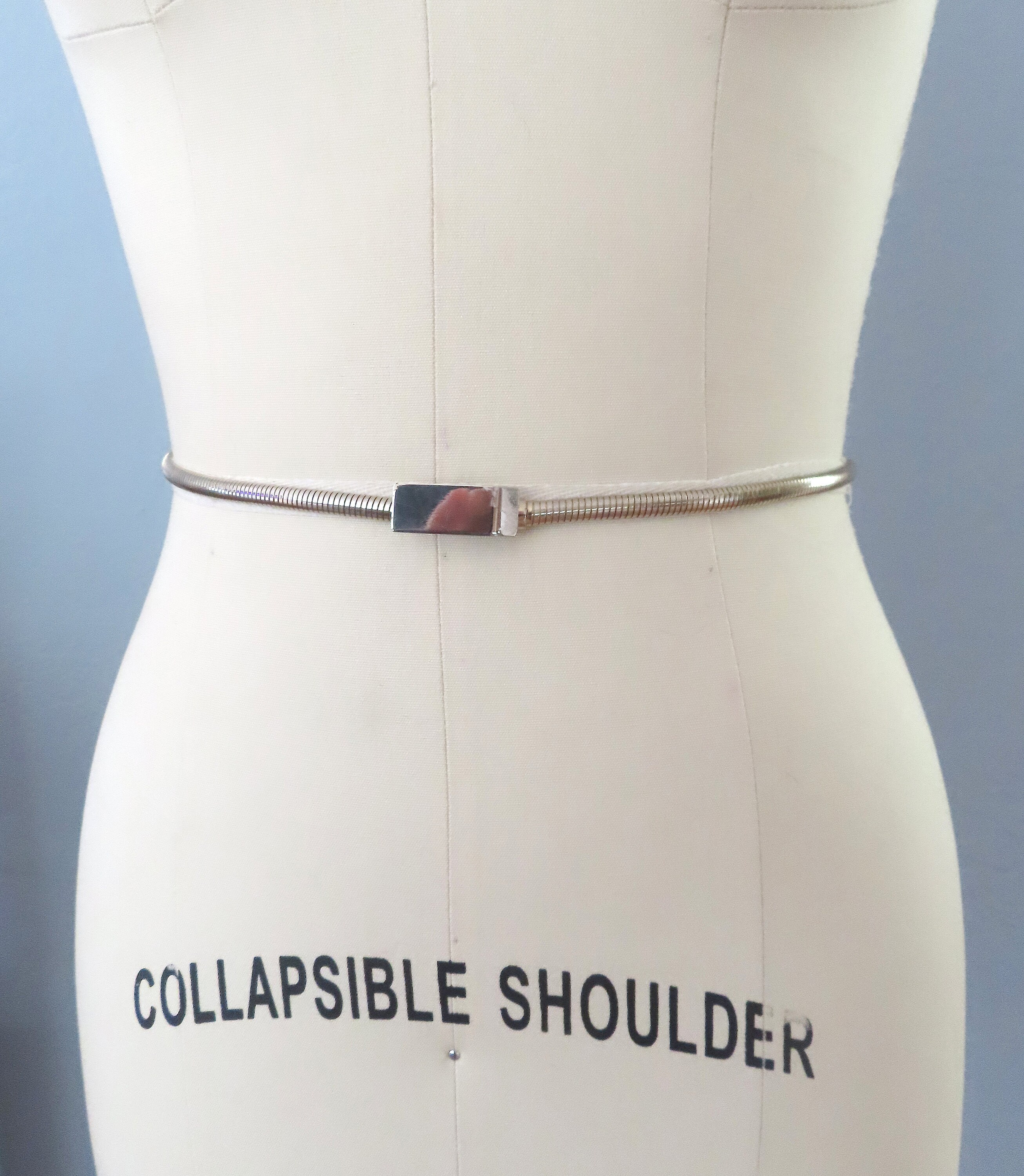 1970s Silver Skinny Snake Belt: Metal Stretch Disco Belt (24  display picture 2