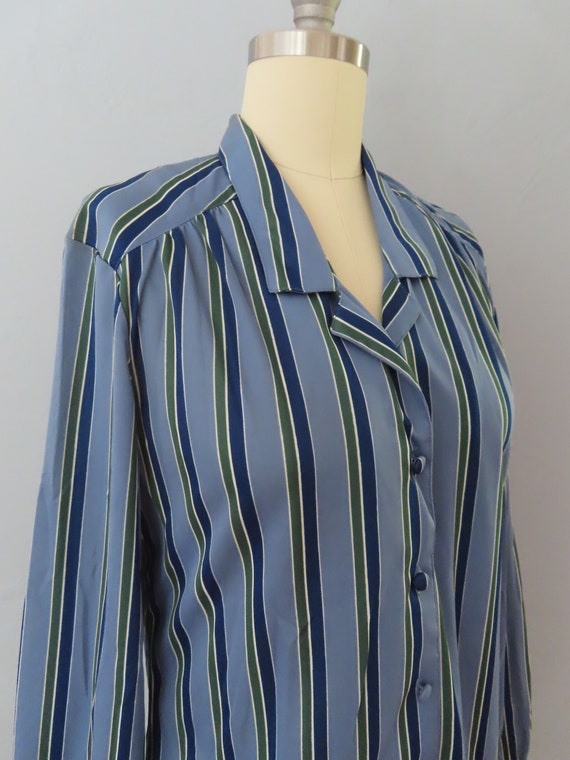 vintage 70s striped blouse shirt | womens large |… - image 6