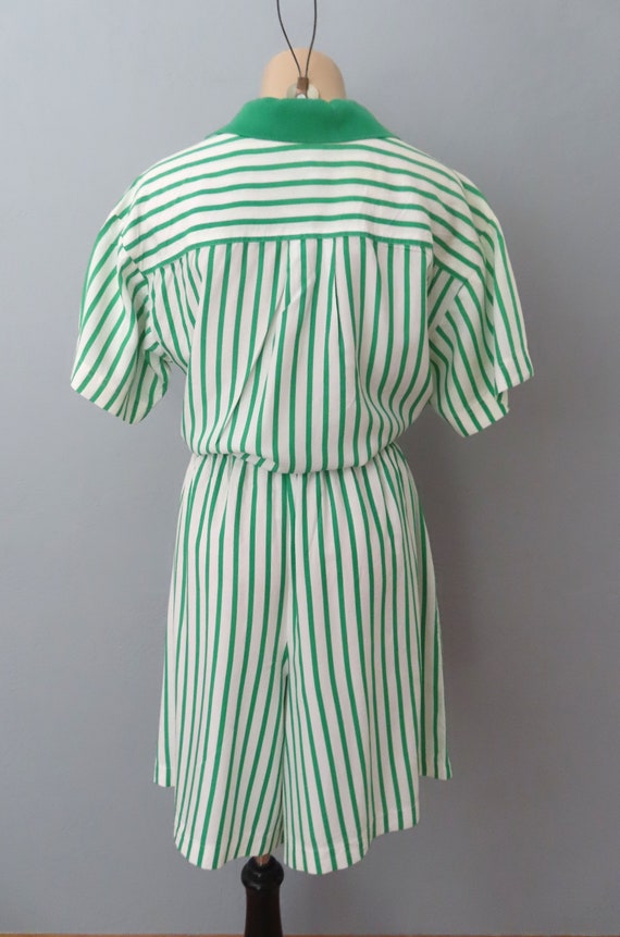 1980s green striped top and shorts set | med larg… - image 9