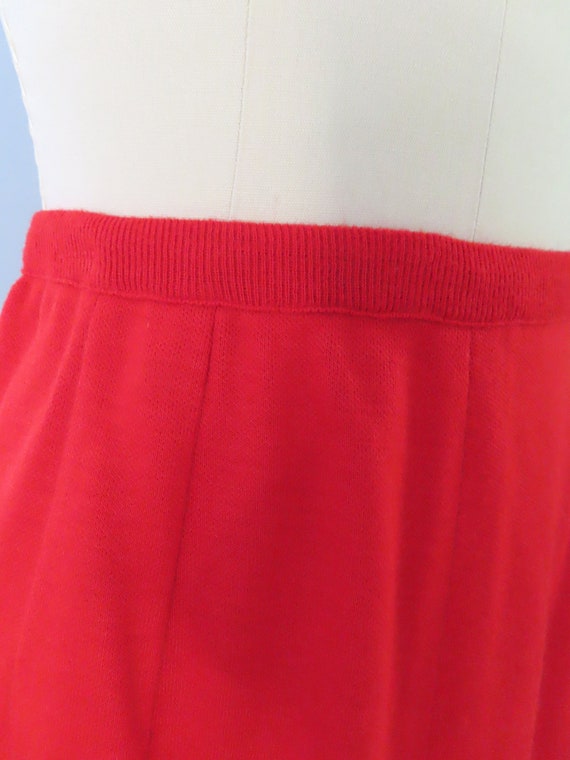 1960s red knit a-line mini skirt | size medium | … - image 6