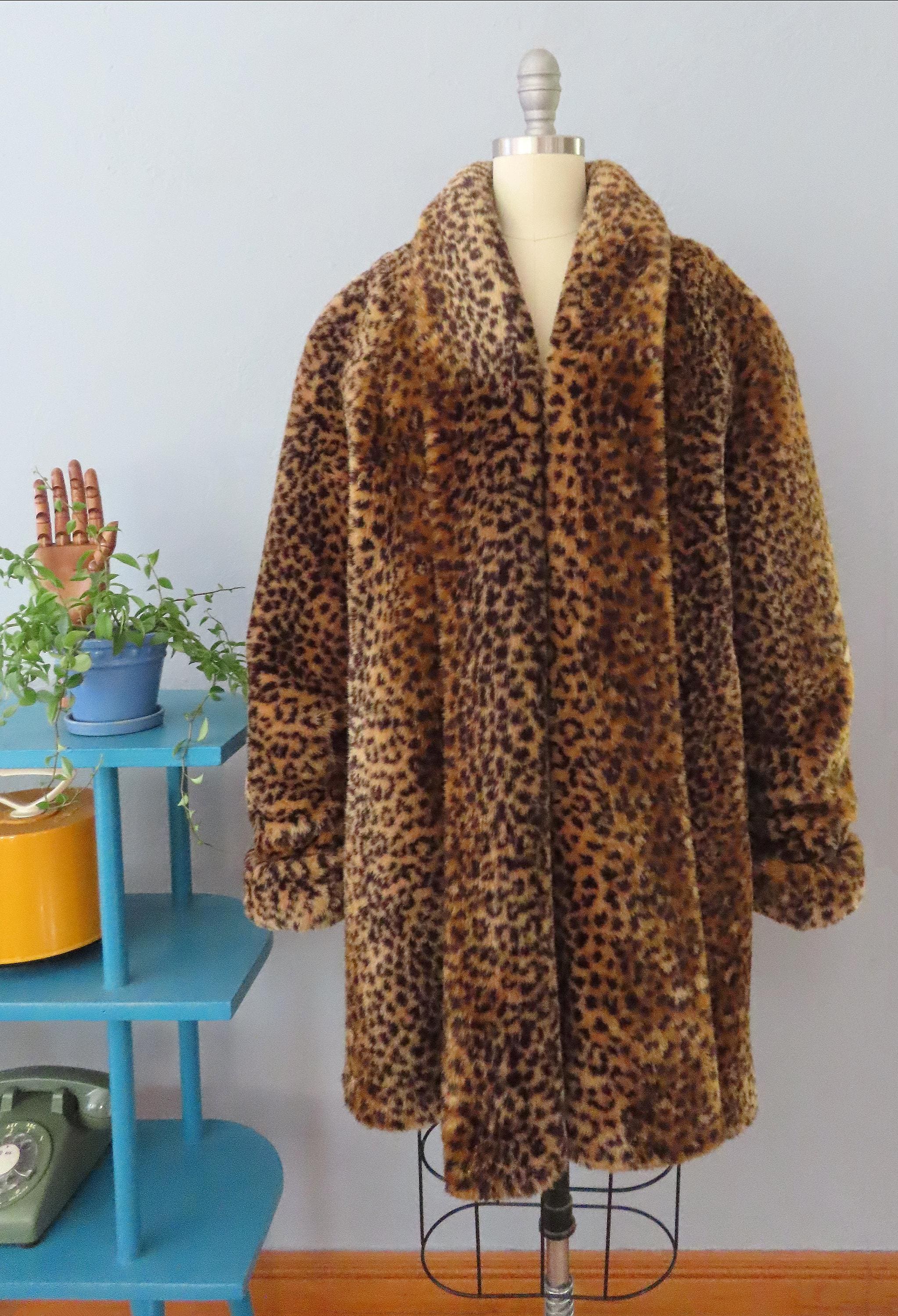 1980s Faux Fur Animal Print Swing Coat: Leopard, Size Large - Etsy