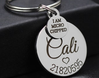 Microchipped Dog Tag, Microchip Dog Tag, Heart Phone Personalized Dog Tag, Engraved Dog Tag, Custom Dog Tag, Stainless Steel Dog Tag
